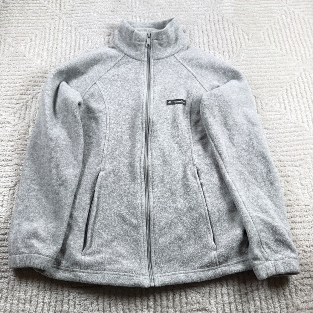 Columbia Fleece Jacket Womens Small Gray Full Zip Gorpcore Hiking Granola Girl